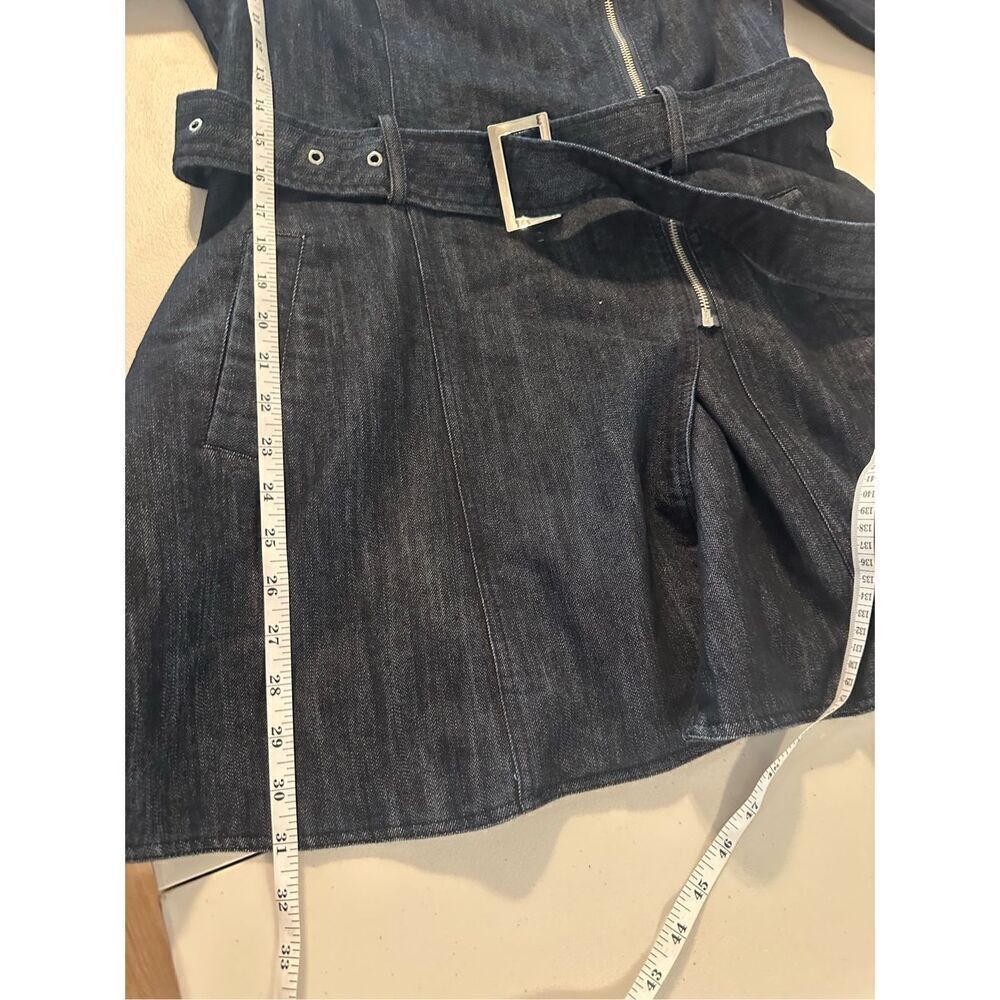 New York & Company Women's Denim Blue Belted Long Trench Coat Size Small - Picture 6 of 7